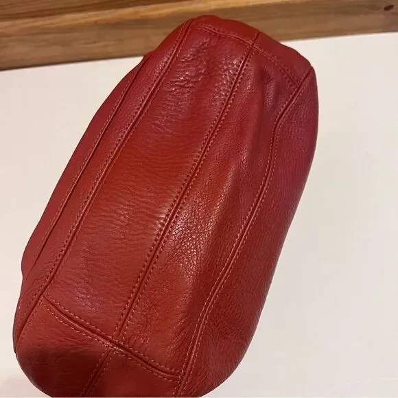 Chloe Grapefruit Red Leather Satchel Top Handle Brushed Gold Shoulder Bag Tote - Picture 7 of 12